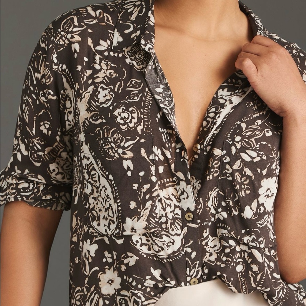 WORN ONCE Anthropologie Romy Relaxed Button Down Shirt Size XL